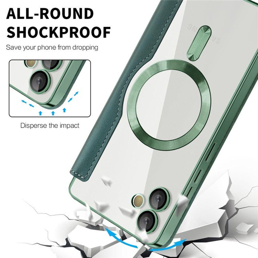 MagSafe-Hülle für Samsung Galaxy A05 A055, Techsuit, SmartMag Book, Grün