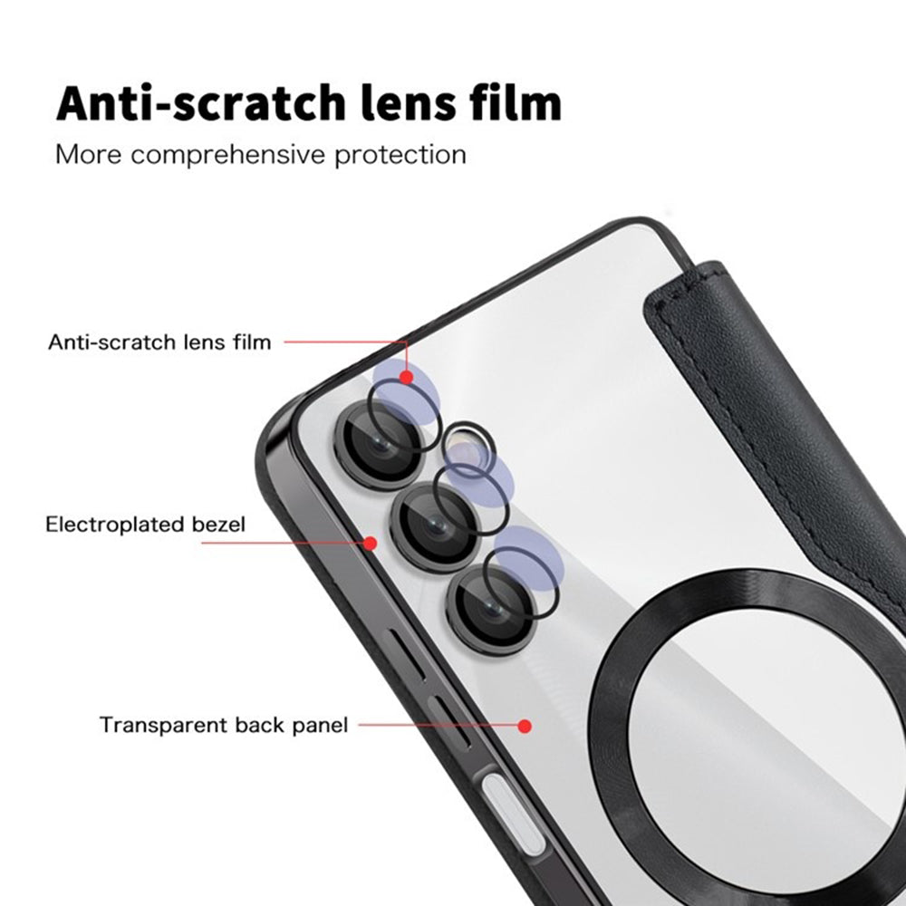 MagSafe-Hülle für Samsung Galaxy A05s A057, Techsuit, SmartMag Book, Schwarz
