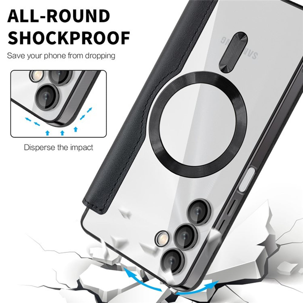 MagSafe-Hülle für Samsung Galaxy A05s A057, Techsuit, SmartMag Book, Schwarz