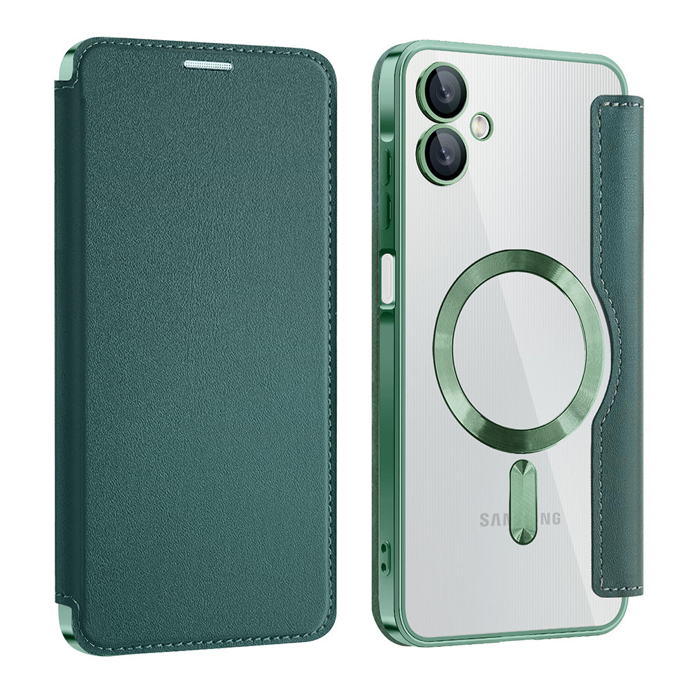 MagSafe Case for Samsung Galaxy A06 A065, Techsuit, SmartMag Book, Green