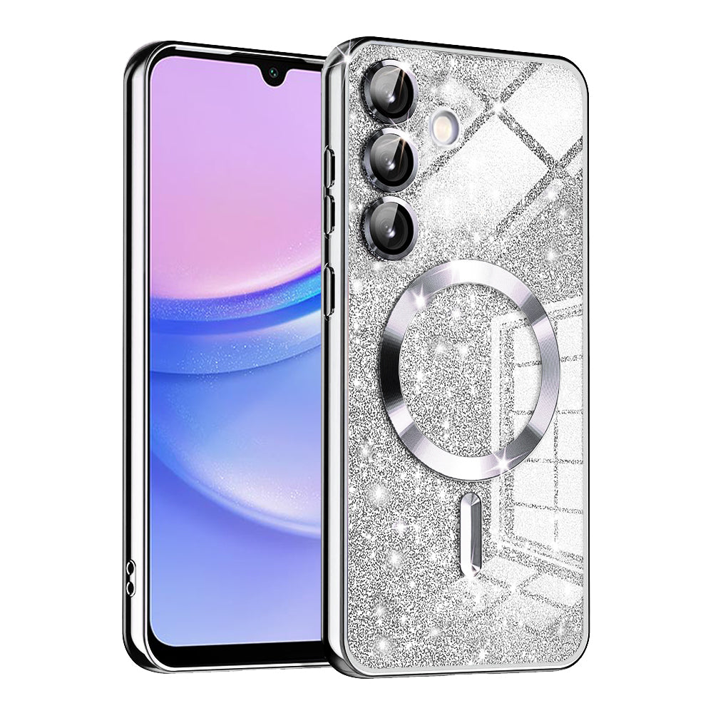 MagSafe-Hülle für Samsung Galaxy A15 5G A156 / A15 A155, Techsuit, Luxury Glitter, Silber