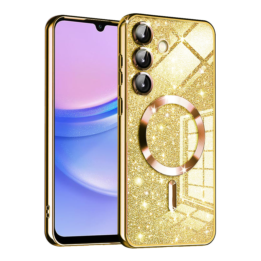 MagSafe Case for Samsung Galaxy A15 5G A156 / A15 A155, Techsuit, Luxury Glitter, Gold