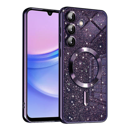 MagSafe Case for Samsung Galaxy A15 5G A156 / A15 A155, Techsuit, Luxury Glitter, Dark Purple