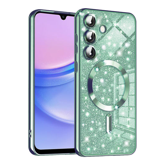 MagSafe-Hülle für Samsung Galaxy A15 5G A156 / A15 A155, Techsuit, Luxury Glitter, Hellgrün