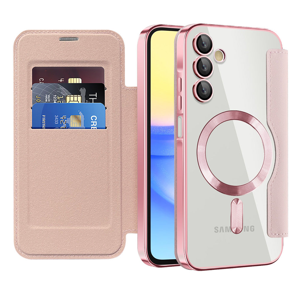 MagSafe-Hülle für Samsung Galaxy A15 5G A156 / A15 A155, Techsuit, SmartMag Book, Rosa