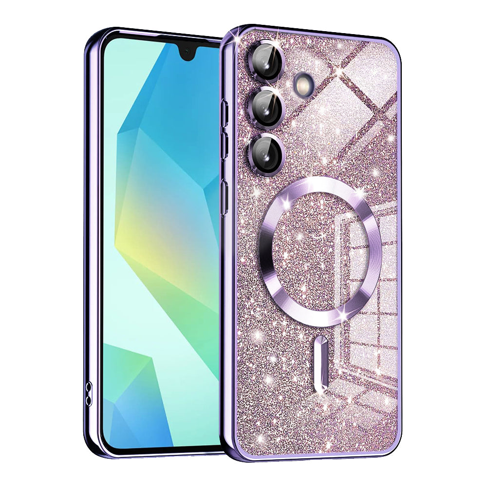 MagSafe-Hülle für Samsung Galaxy A16 5G A166 / A16 4G A165, Techsuit, Luxury Glitter, Hellviolett