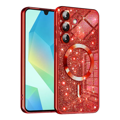 MagSafe-Hülle für Samsung Galaxy A16 5G A166 / A16 4G A165, Techsuit, Luxury Glitter, Rot