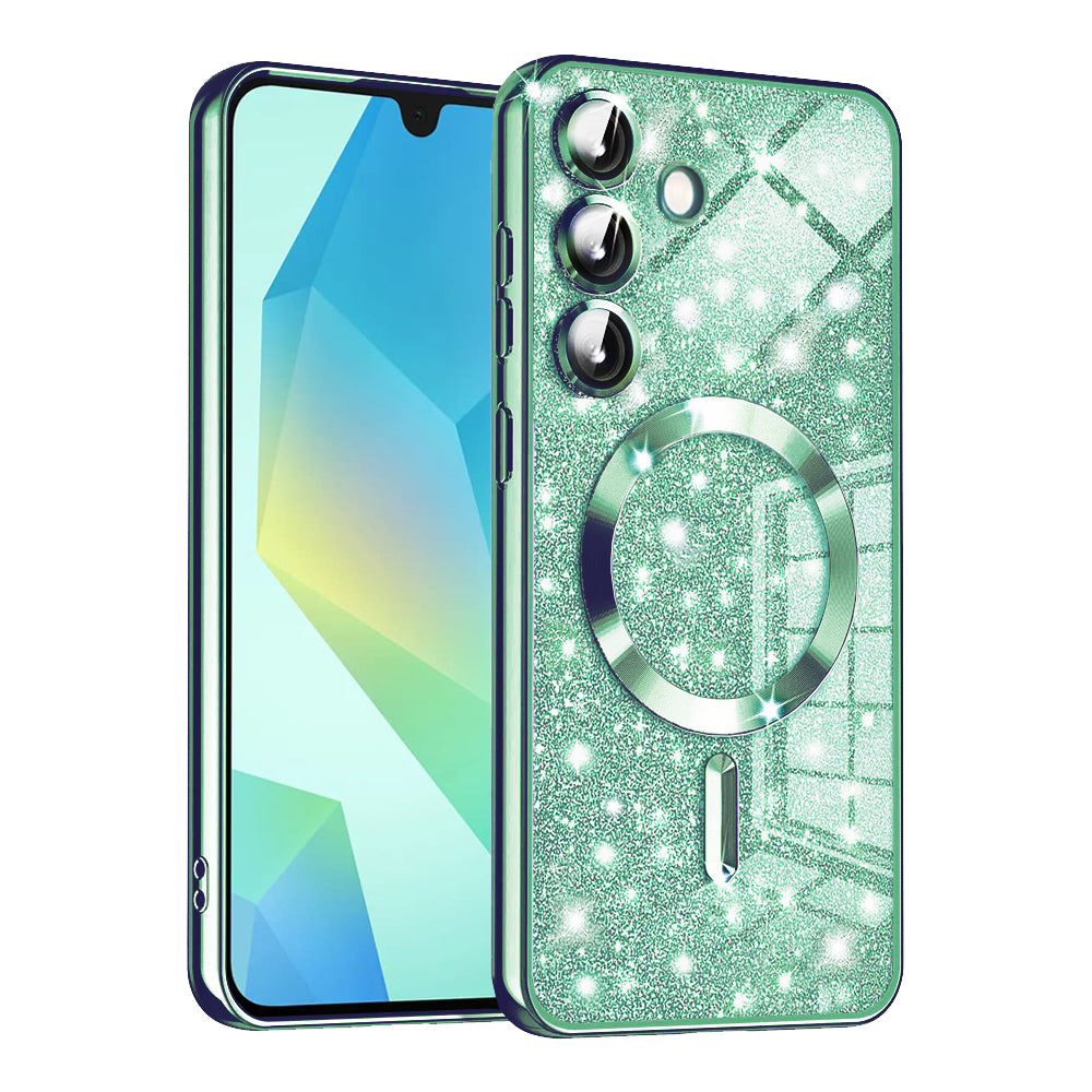 MagSafe-Hülle für Samsung Galaxy A16 5G A166 / A16 4G A165, Techsuit, Luxury Glitter, Hellgrün