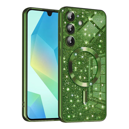 MagSafe-Hülle für Samsung Galaxy A16 5G A166 / A16 4G A165, Techsuit, Luxury Glitter, Dunkelgrün
