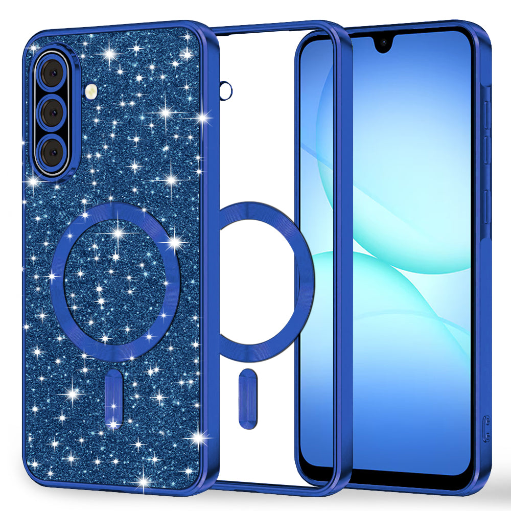 MagSafe-Hülle für Samsung Galaxy A17 4G / A17 5G, Techsuit, Luxury Glitter, Dunkelblau