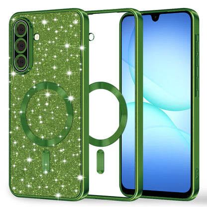 MagSafe Case for Samsung Galaxy A17 4G / A17 5G, Techsuit, Luxury Glitter, Dark Green