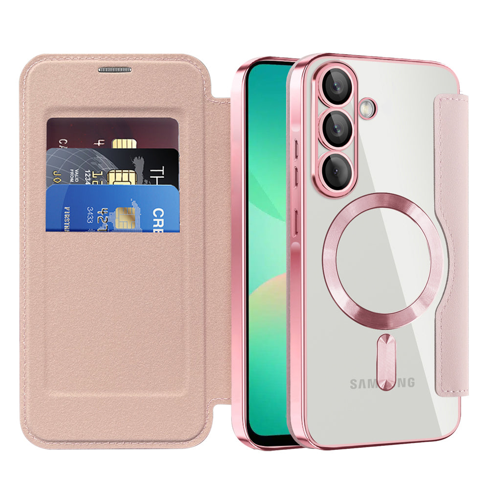 MagSafe-Hülle für Samsung Galaxy A26 A266, Techsuit, SmartMag Book, Rosa