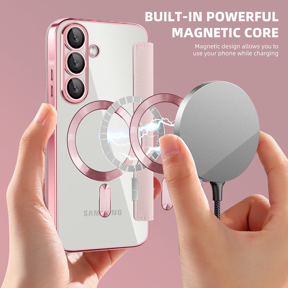 MagSafe-Hülle für Samsung Galaxy A26 A266, Techsuit, SmartMag Book, Rosa