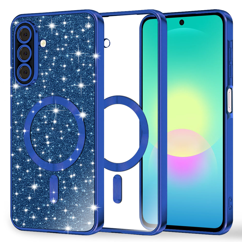 MagSafe-Hülle für Samsung Galaxy A27 5G, Techsuit, Luxury Glitter, Dunkelblau