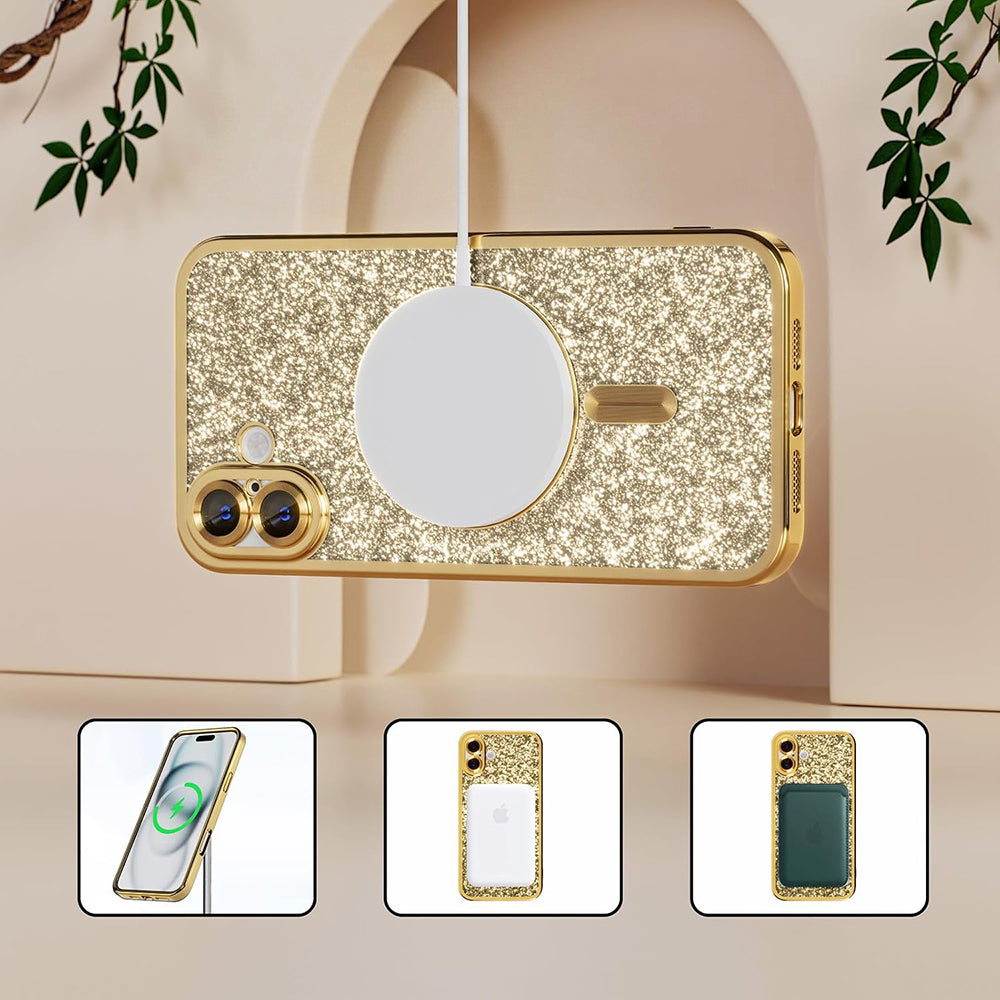 MagSafe-Hülle für Samsung Galaxy A27 5G, Techsuit, Luxury Glitter, Gold