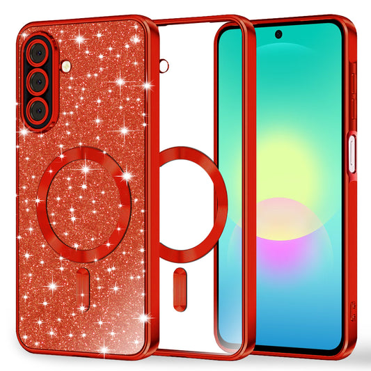 MagSafe-Hülle für Samsung Galaxy A27 5G, Techsuit, Luxury Glitter, Rot