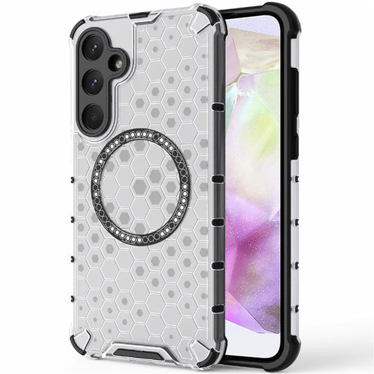 MagSafe-Hülle für Samsung Galaxy A35 5G A356, Techsuit, HoneyComb Shield, Weiß