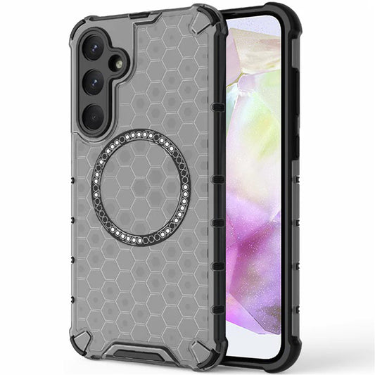 MagSafe-Hülle für Samsung Galaxy A35 5G A356, Techsuit, HoneyComb Shield, Schwarz