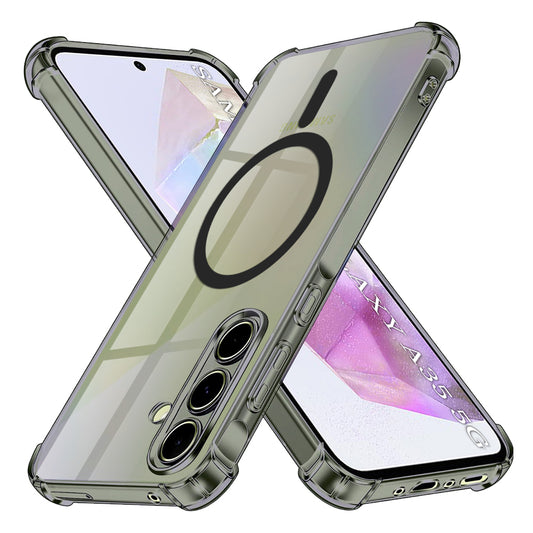 MagSafe-Hülle für Samsung Galaxy A35 5G A356, Techsuit, stoßfest klar, rauchfarben