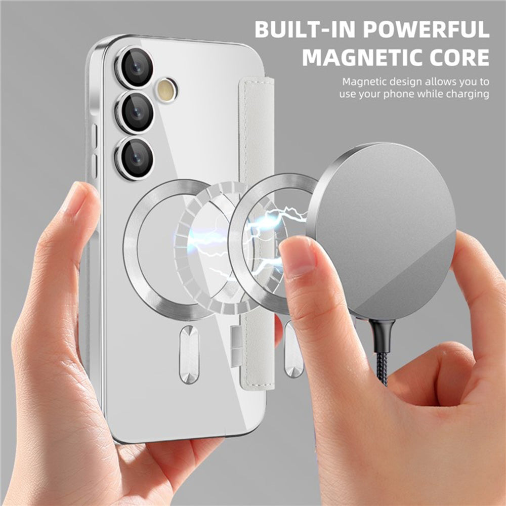 MagSafe-Hülle für Samsung Galaxy A35 5G A356, Techsuit, SmartMag Book, Grau