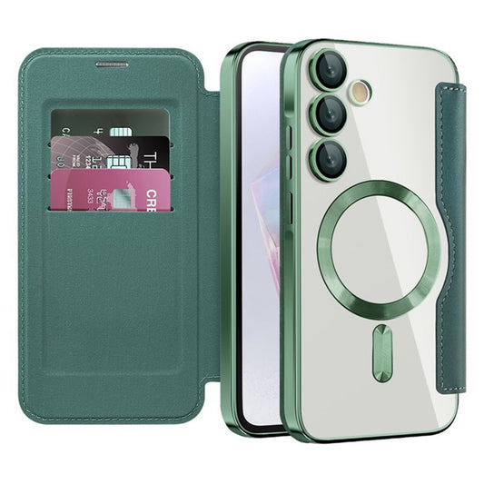 MagSafe Case for Samsung Galaxy A35 5G A356, Techsuit, SmartMag Book, Green