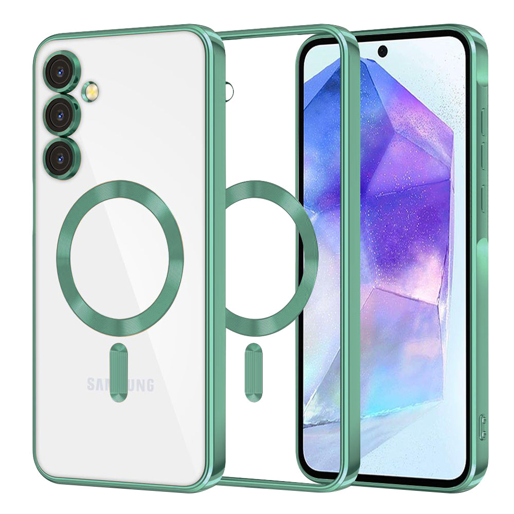 MagSafe-Hülle für Samsung Galaxy A55 5G A556, Techsuit, Luxury Crystal, Hellgrün