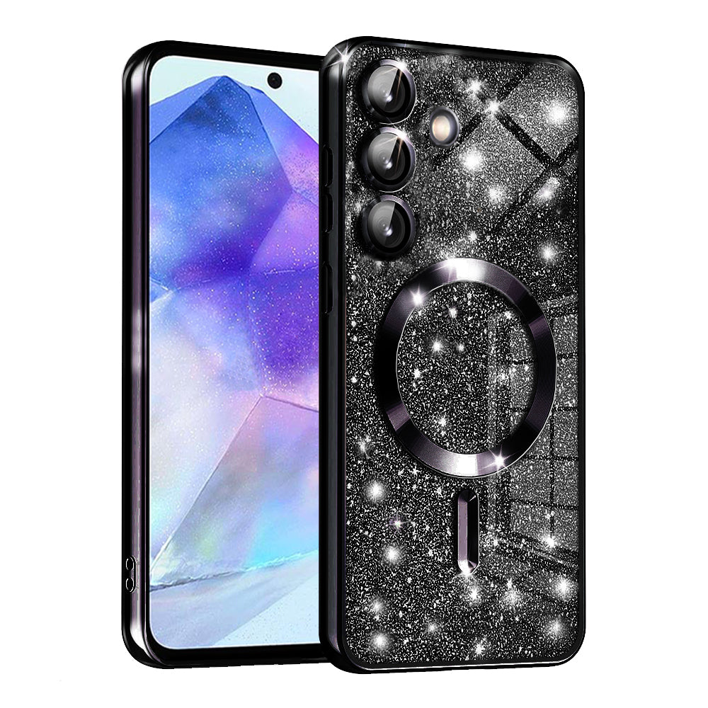 MagSafe-Hülle für Samsung Galaxy A55 5G A556, Techsuit, Luxury Glitter, Schwarz