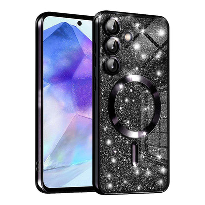 MagSafe-Hülle für Samsung Galaxy A55 5G A556, Techsuit, Luxury Glitter, Schwarz