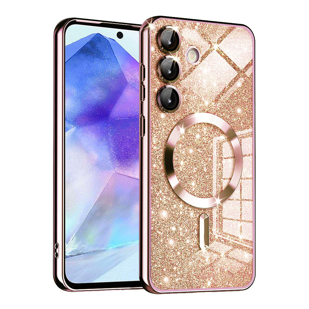 MagSafe-Hülle für Samsung Galaxy A55 5G A556, Techsuit, Luxury Glitter, Roségold