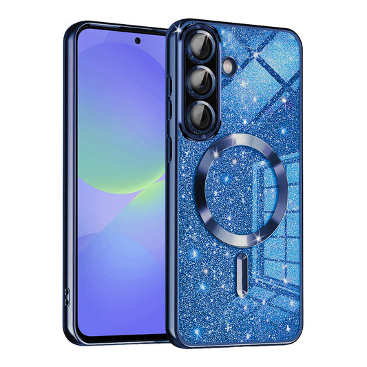 MagSafe-Hülle für Samsung Galaxy A56 A566 / A36 A366, Techsuit, Luxury Glitter, Dunkelblau