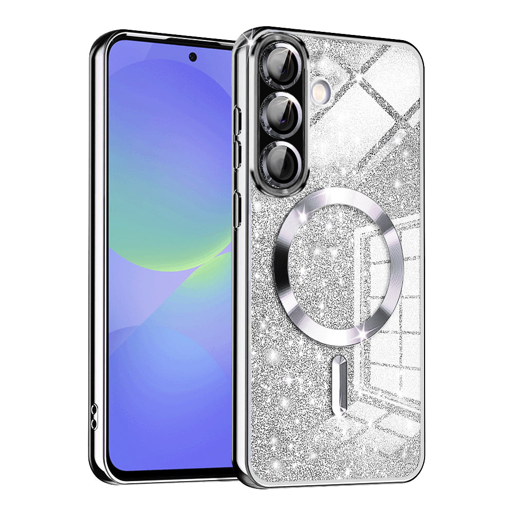 MagSafe-Hülle für Samsung Galaxy A56 A566 / A36 A366, Techsuit, Luxury Glitter, Silber