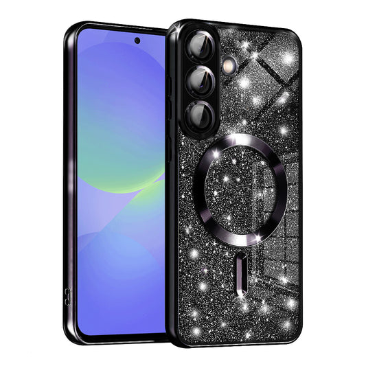 MagSafe-Hülle für Samsung Galaxy A56 A566 / A36 A366, Techsuit, Luxury Glitter, Schwarz