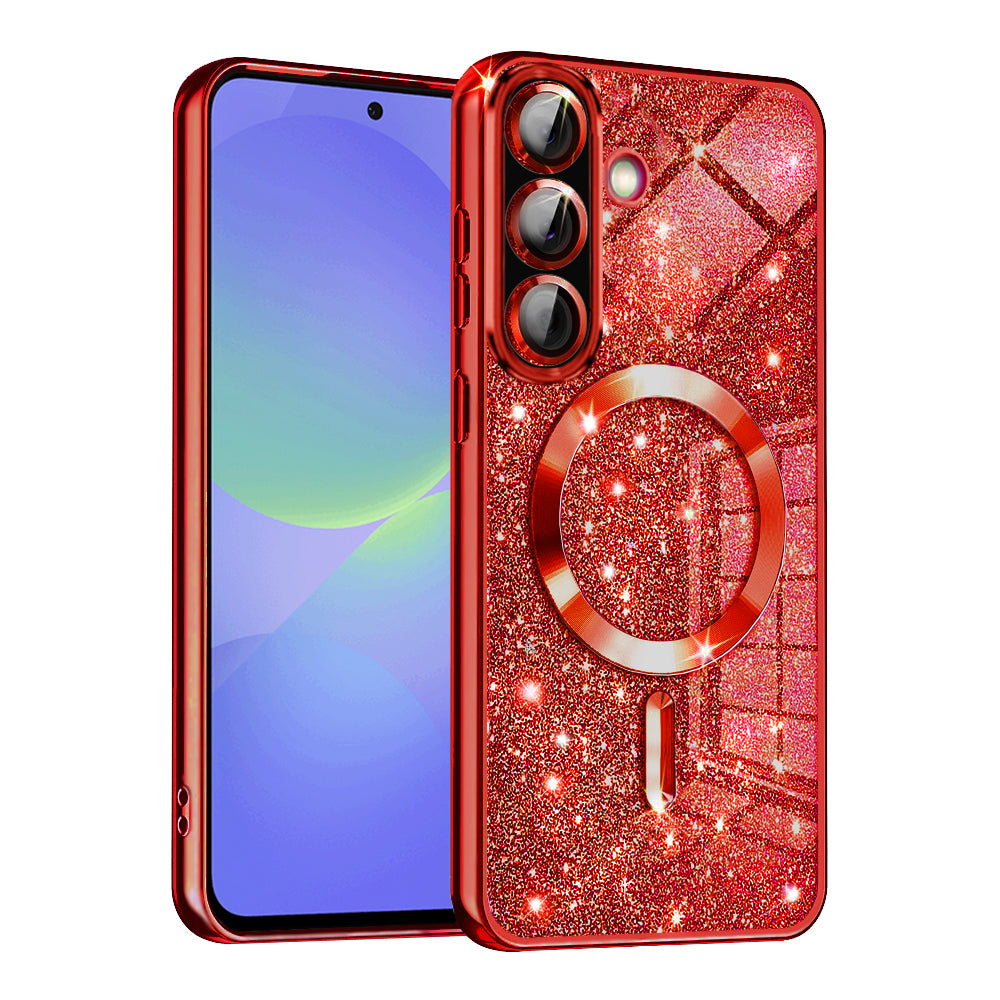 MagSafe-Hülle für Samsung Galaxy A56 A566 / A36 A366, Techsuit, Luxury Glitter, Rot