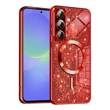 MagSafe-Hülle für Samsung Galaxy A56 A566 / A36 A366, Techsuit, Luxury Glitter, Rot
