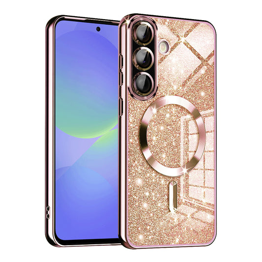 MagSafe-Hülle für Samsung Galaxy A56 A566 / A36 A366, Techsuit, Luxury Glitter, Roségold