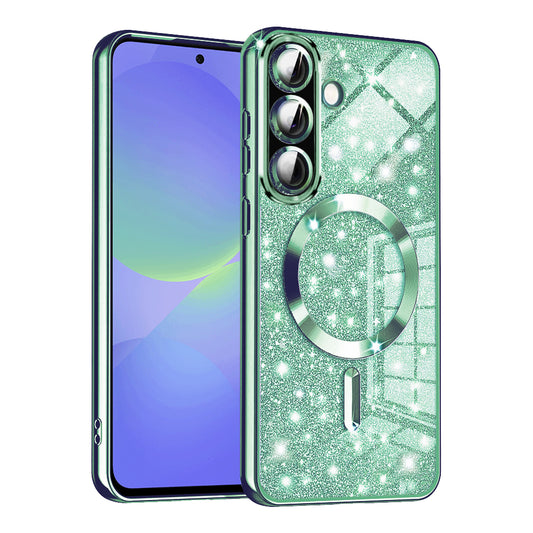 MagSafe-Hülle für Samsung Galaxy A56 A566 / A36 A366, Techsuit, Luxury Glitter, Hellgrün