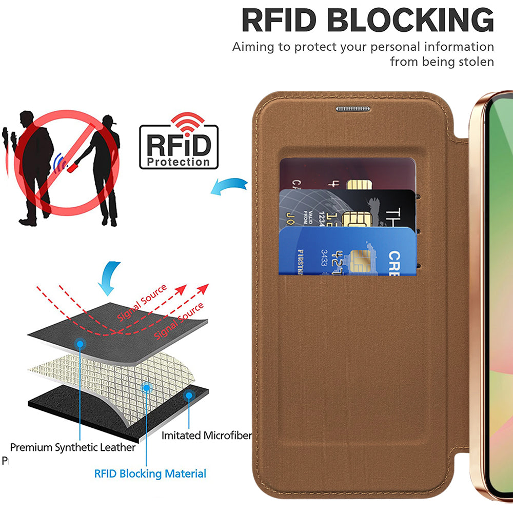 MagSafe-Hülle für Samsung Galaxy A56 A566, Techsuit, SmartMag Book, Braun