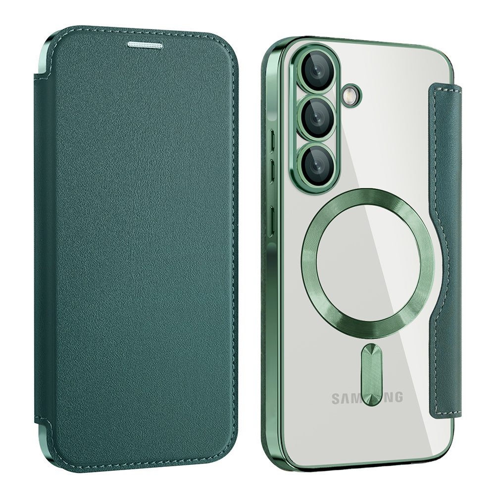 MagSafe-Hülle für Samsung Galaxy A56 A566, Techsuit, SmartMag Book, Grün