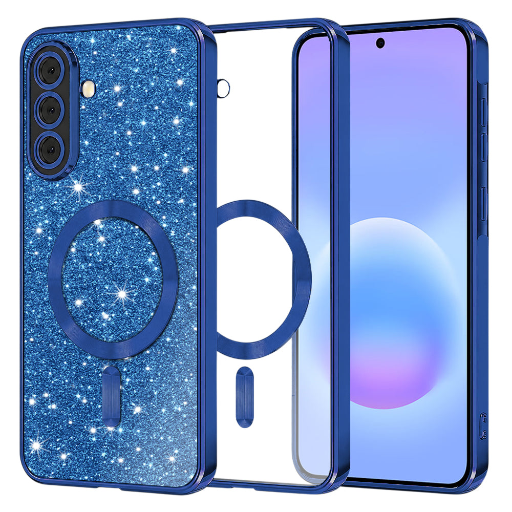 MagSafe-Hülle für Samsung Galaxy A57 5G, Techsuit, Luxury Glitter, Dunkelblau