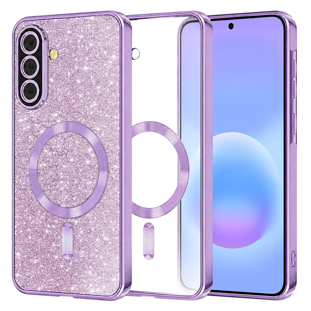 MagSafe-Hülle für Samsung Galaxy A57 5G, Techsuit, Luxury Glitter, Hellviolett
