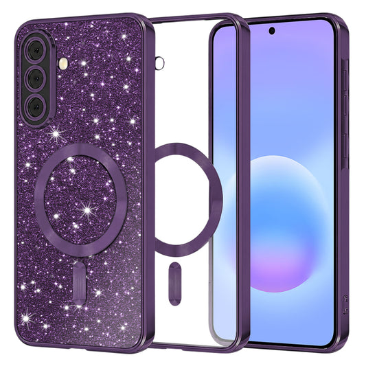MagSafe-Hülle für Samsung Galaxy A57 5G, Techsuit, Luxury Glitter, Dunkellila