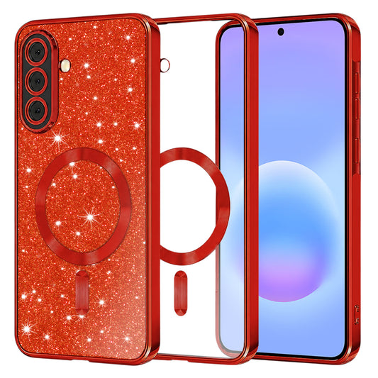 MagSafe-Hülle für Samsung Galaxy A57 5G, Techsuit, Luxury Glitter, Rot