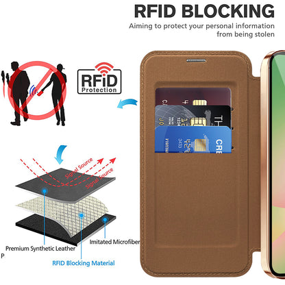 MagSafe Hülle für Samsung Galaxy A57 5G, Techsuit, SmartMag Book, Braun