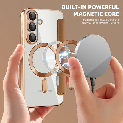 MagSafe Hülle für Samsung Galaxy A57 5G, Techsuit, SmartMag Book, Braun