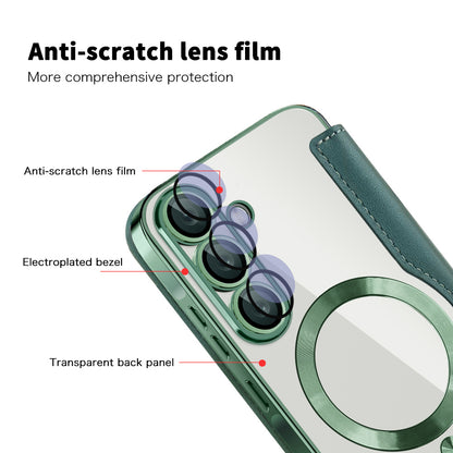 MagSafe Hülle für Samsung Galaxy A57 5G, Techsuit, SmartMag Book, Grün