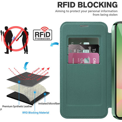 MagSafe Hülle für Samsung Galaxy A57 5G, Techsuit, SmartMag Book, Grün