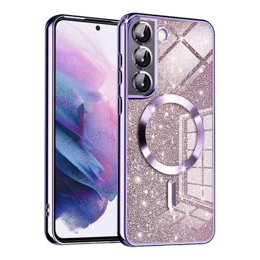 MagSafe-Hülle für Samsung Galaxy S21 5G G991, Techsuit, Luxury Glitter, Hellviolett