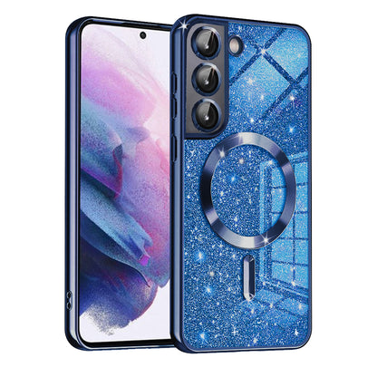 MagSafe Case for Samsung Galaxy S21 FE 5G G990, Techsuit, Luxury Glitter, Dark Blue