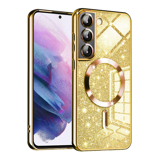 MagSafe-Hülle für Samsung Galaxy S21 FE 5G G990, Techsuit, Luxury Glitter, Gold