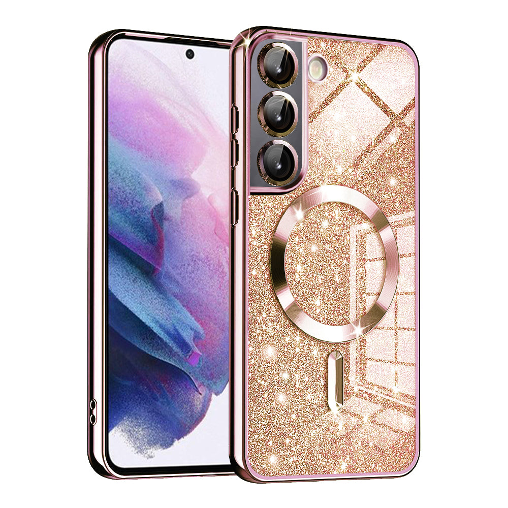MagSafe-Hülle für Samsung Galaxy S21 FE 5G G990, Techsuit, Luxury Glitter, Roségold